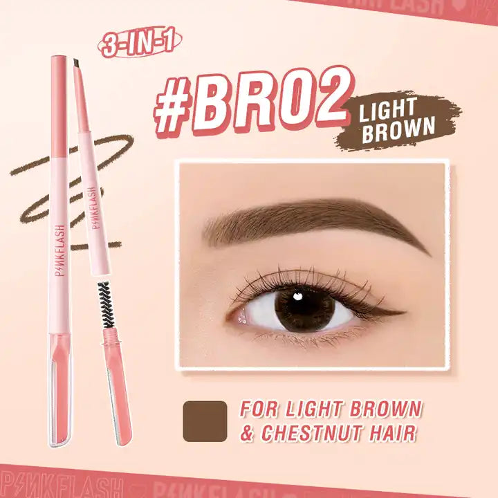 3in1 Slim Eyebrow Pencil with Brow Wand and Brow Blade