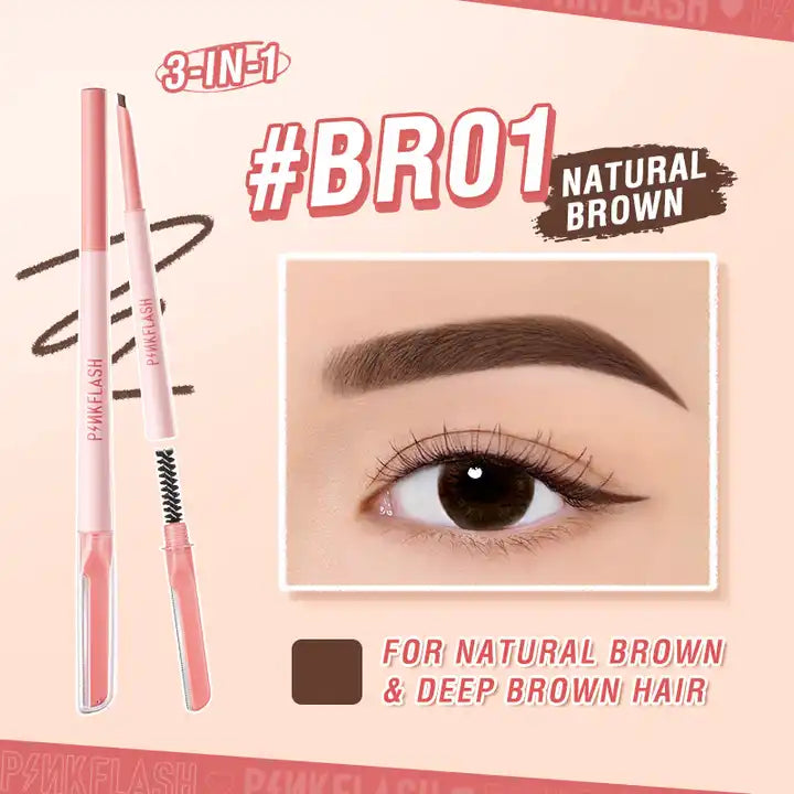 3in1 Slim Eyebrow Pencil with Brow Wand and Brow Blade