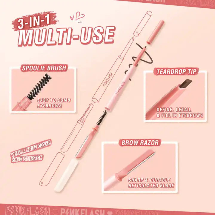 3in1 Slim Eyebrow Pencil with Brow Wand and Brow Blade